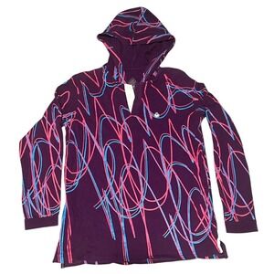 Onomis Sweatshirt Adult‎ L Purple Hoodie Vintage Y2K Graffiti Print Cyber Grunge